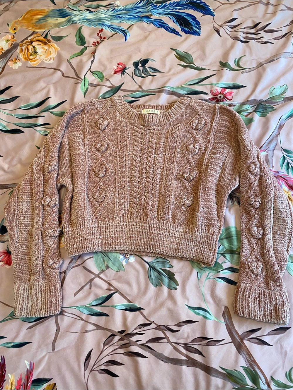 ILLA ILLA Blush Pink Cable-Knit Cropped Sweater